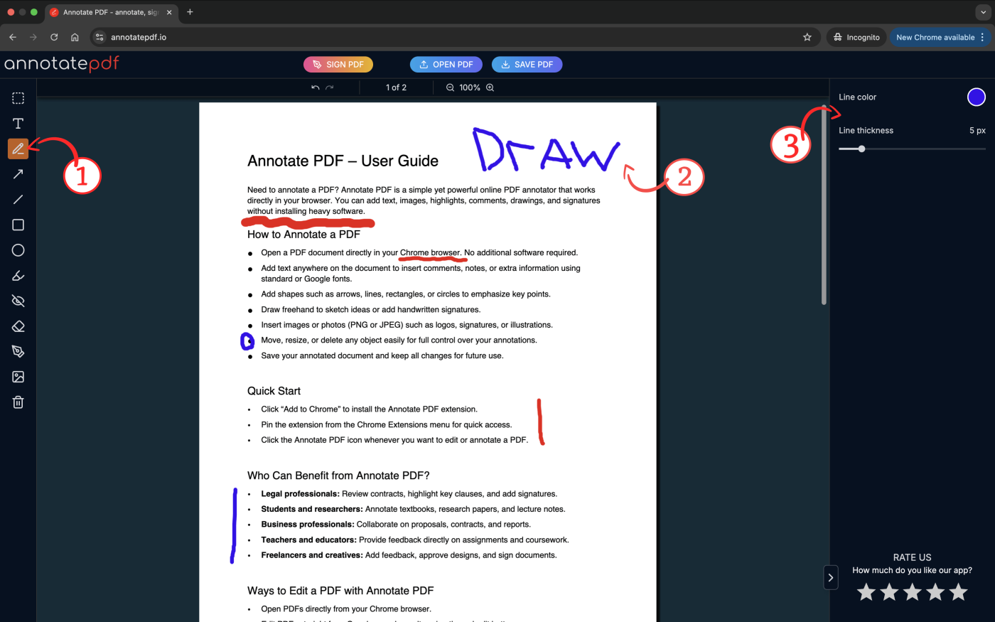 Draw on pdf