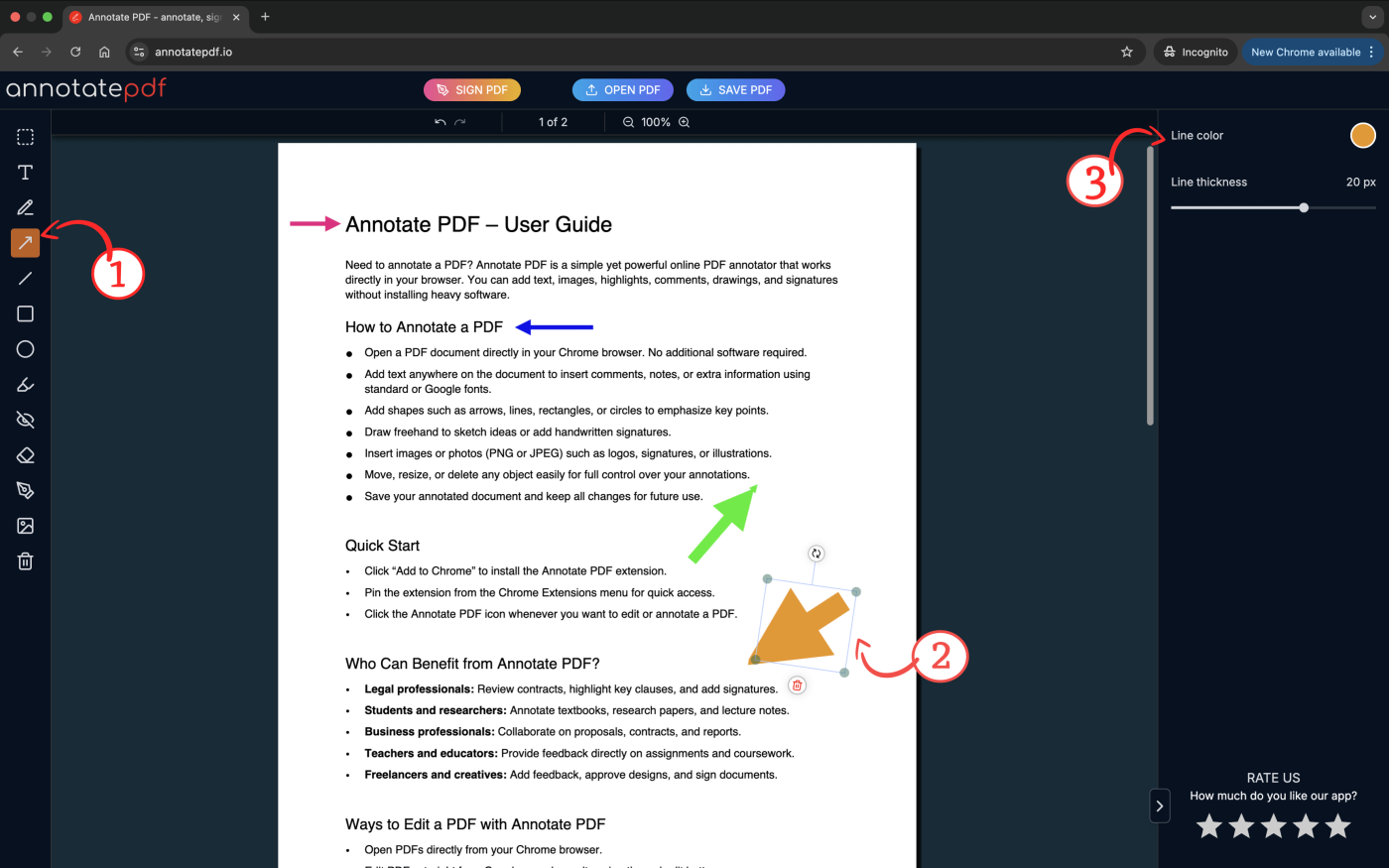 Add arrows to pdf
