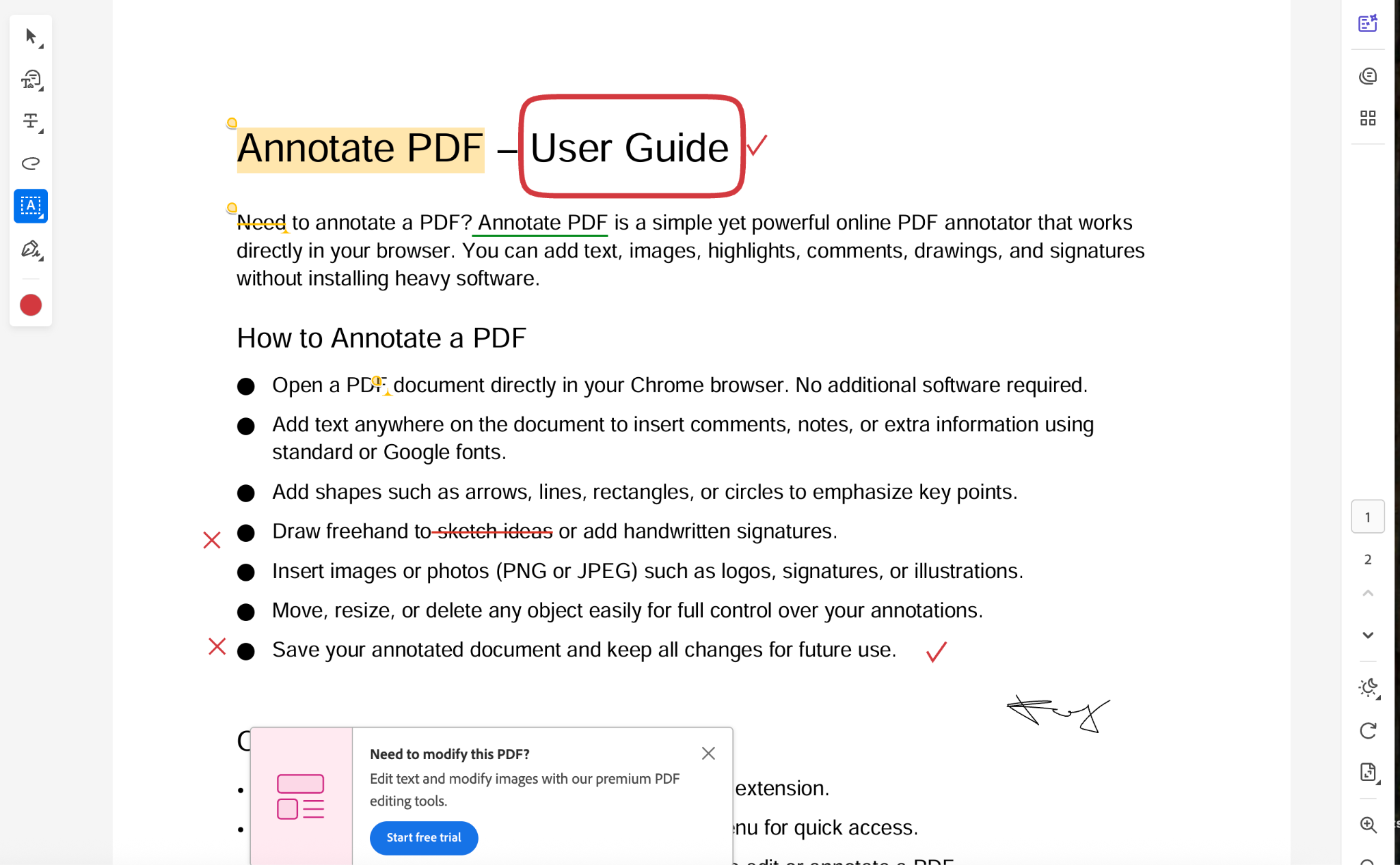 Annotate PDF vs Adobe Acrobat