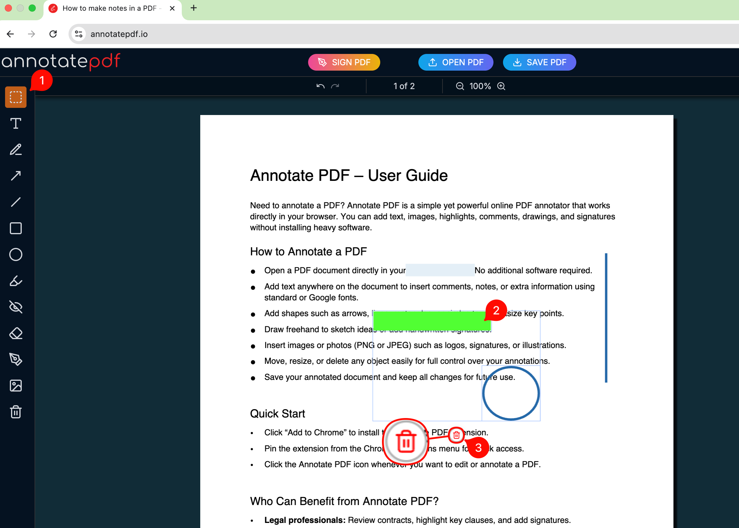 Suppression des éléments