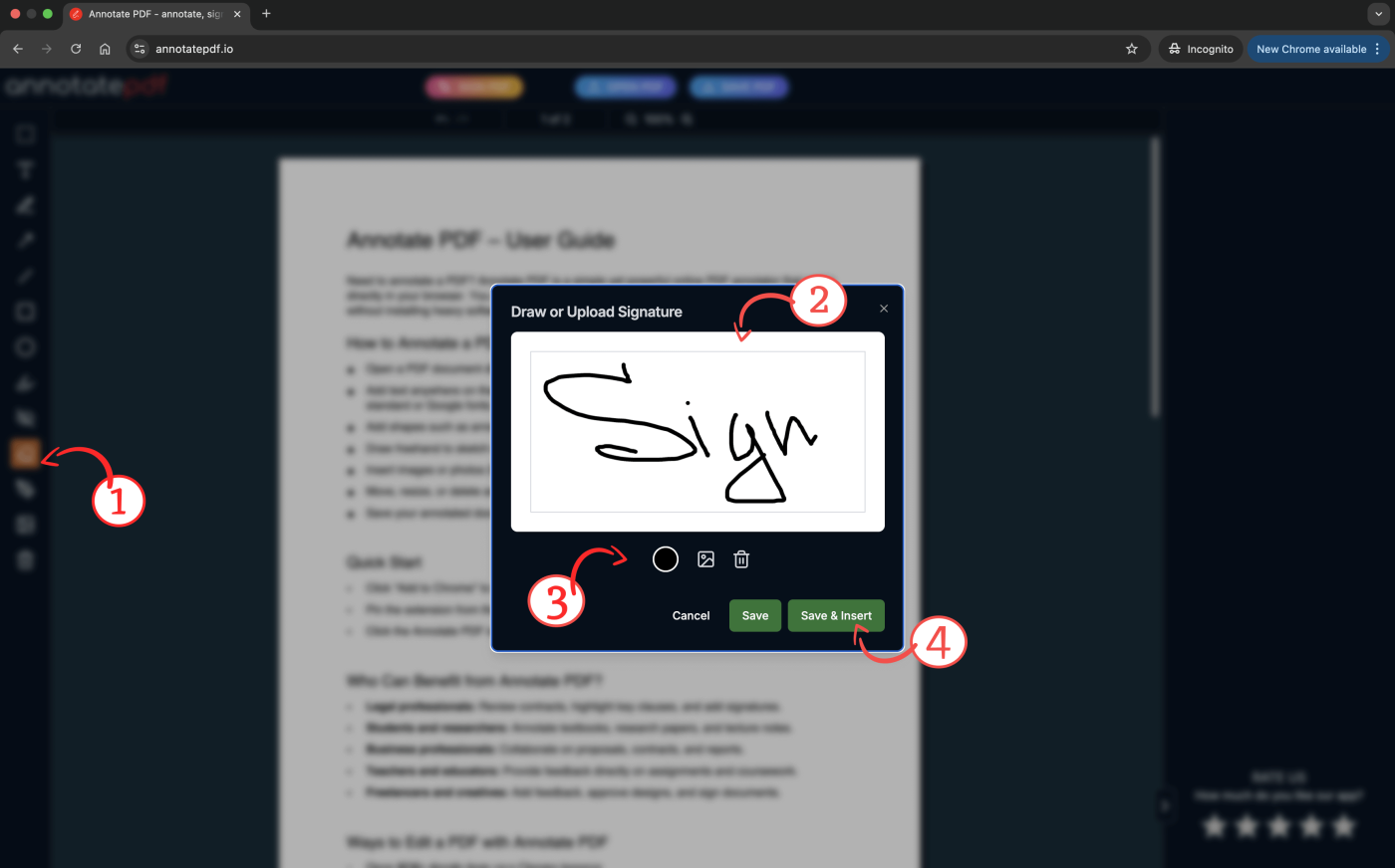 Insert signature to pdf